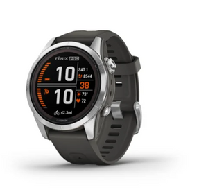 Garmin fenix 7S Pro Solar, Glass, Silver w/Graphite Band