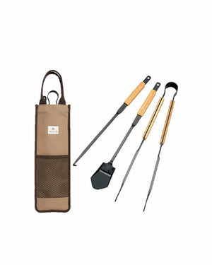 Snow Peak Fire Tool Set (Tong, Shovel, and Hook)